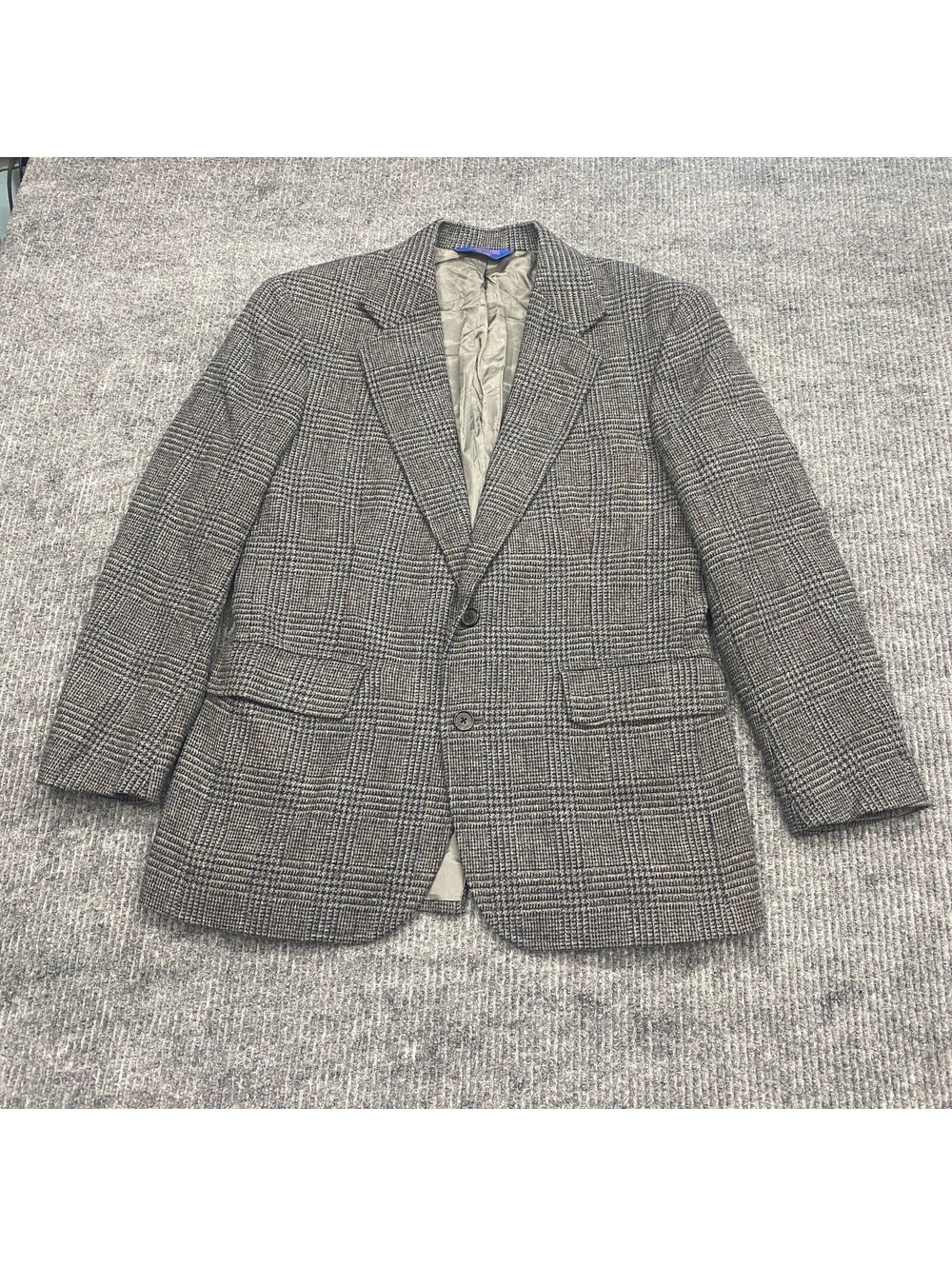 Pendleton Blazer Jacket Grey Plaid Western Sport Coat Men Sz 40 Wool Rayon Nylon